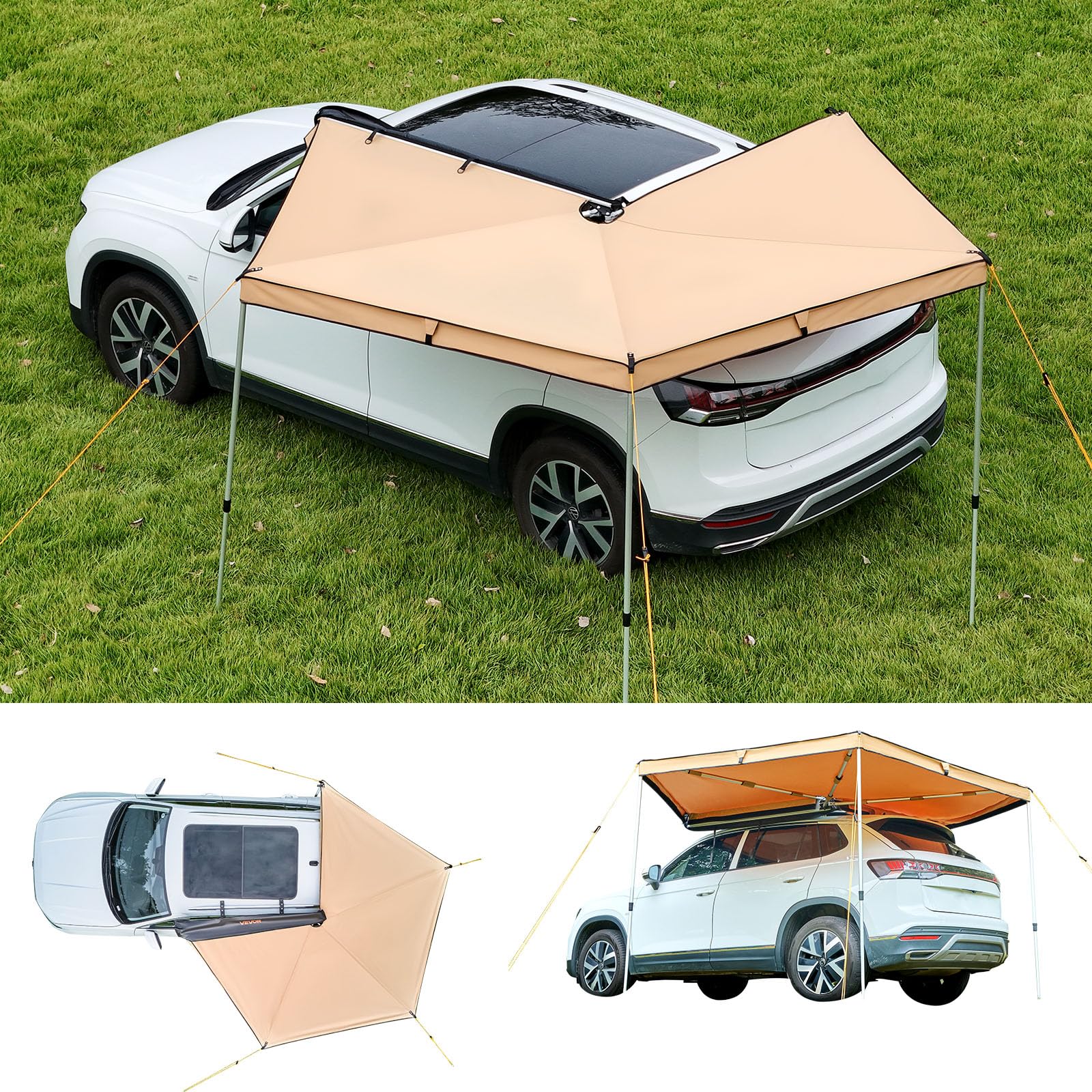 VEVOR Tenda Veranda per Auto Furgoni da Campeggio da 270 Gradi con Borsa per il Trasporto, Tendalino Lato Conducente da 3,​2 x 1,​6 m, per Auto Impermeabile UV50+, per Tutte le Stagioni, per SUV