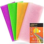 4 Pieces Exfoliating Washcloth Shower Towel African Net Sponge Japanese Wash Cloth Face Exfoliating Sponge Loofah Exfoliating Body Scrubber for Body Exfoliation (Purple, Pink, Green, Orange)