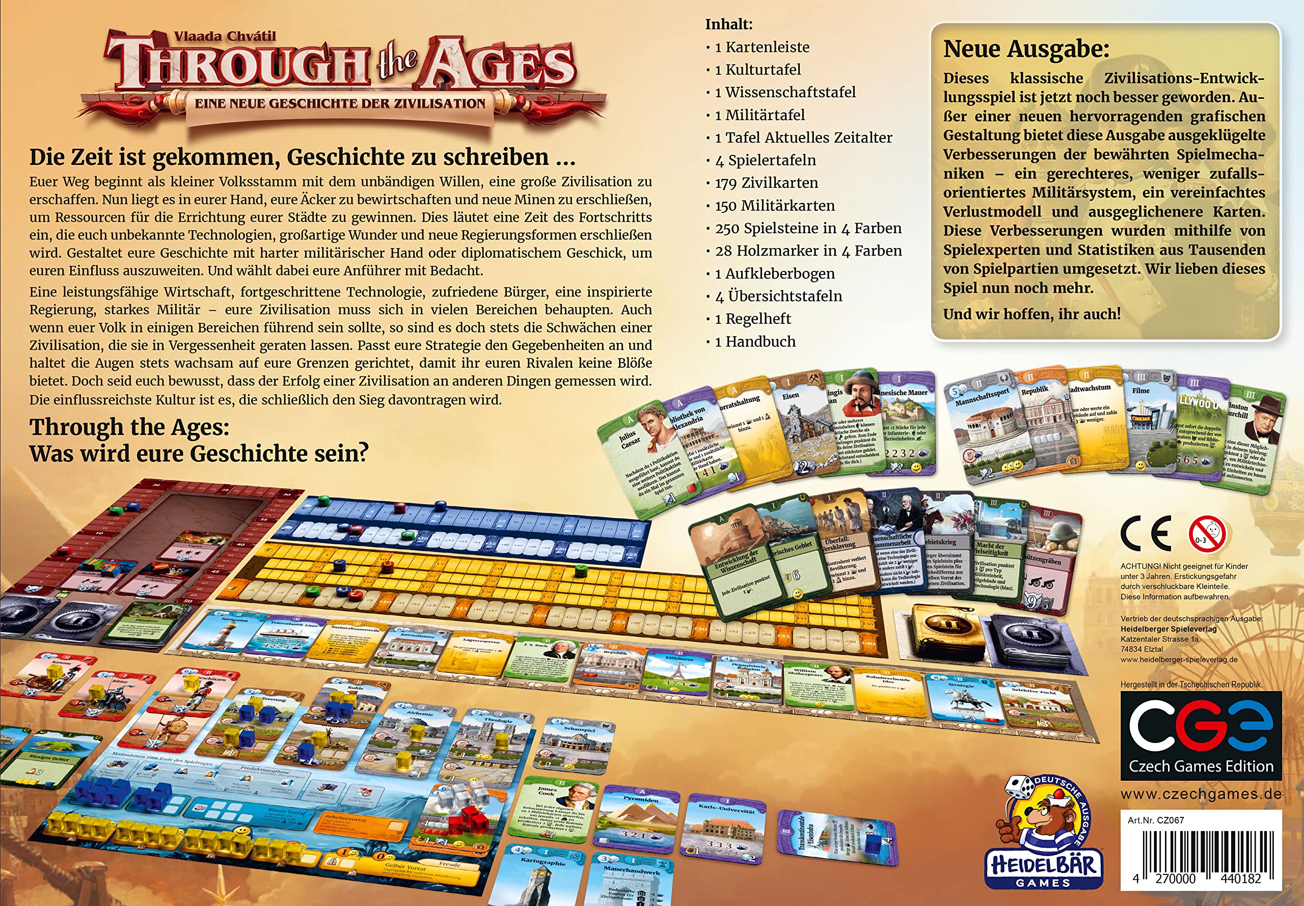 Heidelberger Spieleverlag Czech Games Edition Through The Ages: Una Nuova Storia della civiltà - Gioco da Tavolo strategico - Tedesco - 2-4 Giocatori - dai 14 Anni