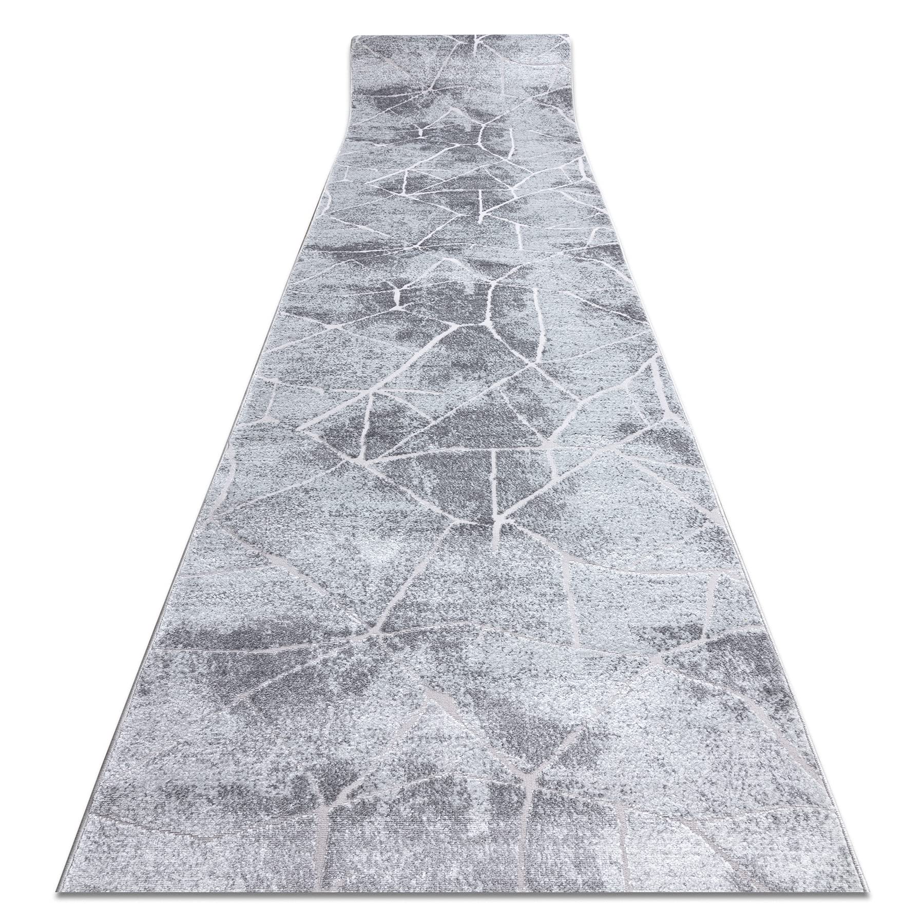 rugsx Tapis de coluoir Structural MEFE pour la Cuisine, Le Hall, Le Couloir, Solide, Moderne, Marbre - Deux Niveaux de Molleton Gris 80x300 cm
