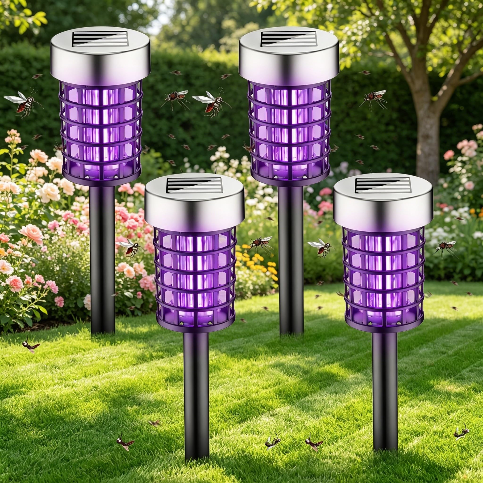 2026 New Solar Bug Zapper Outdoor Mosquito Zapper 4 Pack