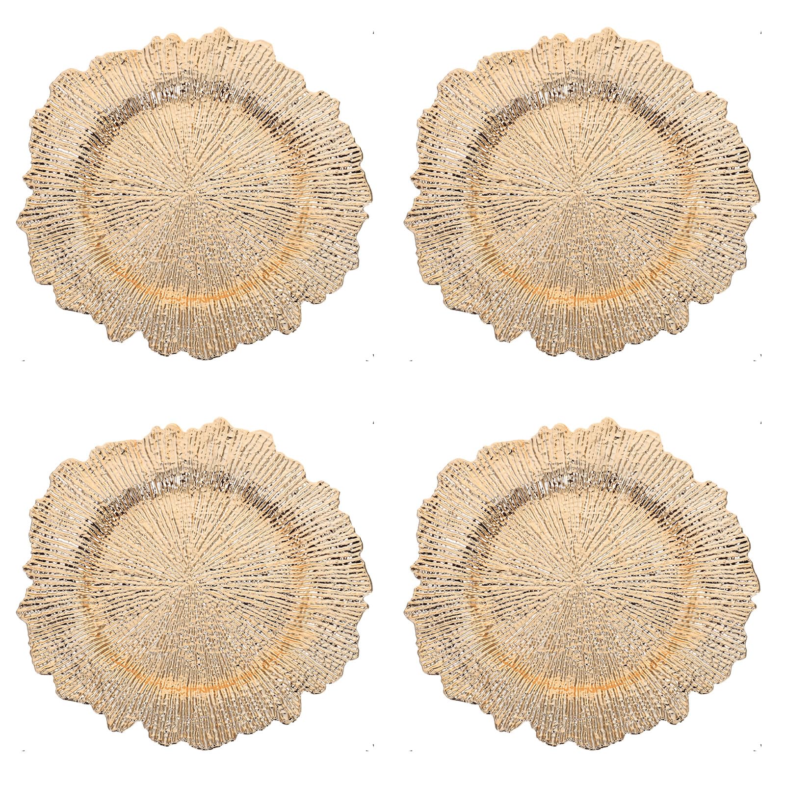 OSALADI 4 szt. złotych talerzyków Reef Charger, 13" eleganckich