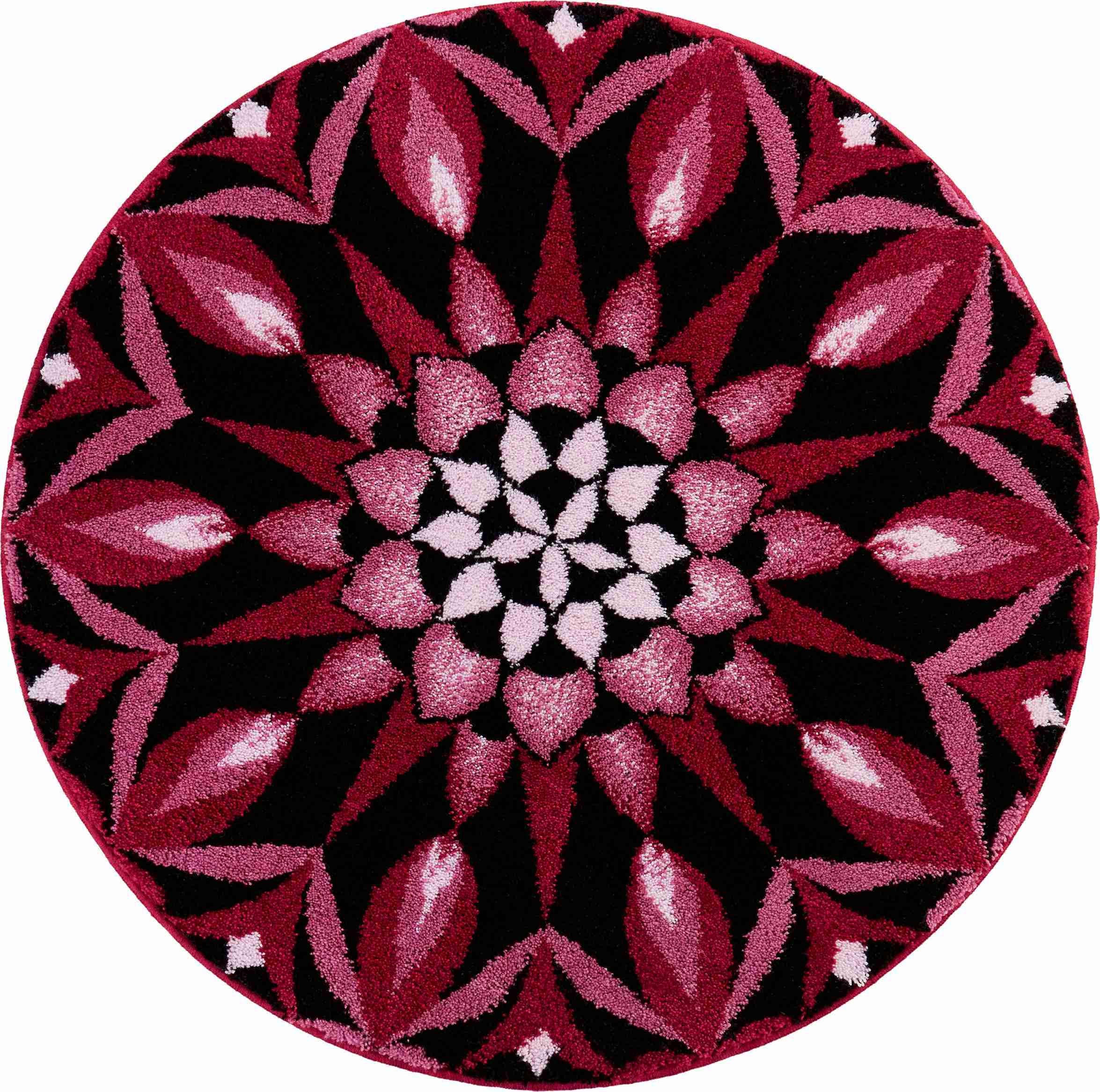 Grund Tapis de Bain, Ultra Doux et Absorbant, Antidérapant, 5 Ans de Garantie, SPUR of The Moment, Mandala 80 cm Rond, Bordeaux