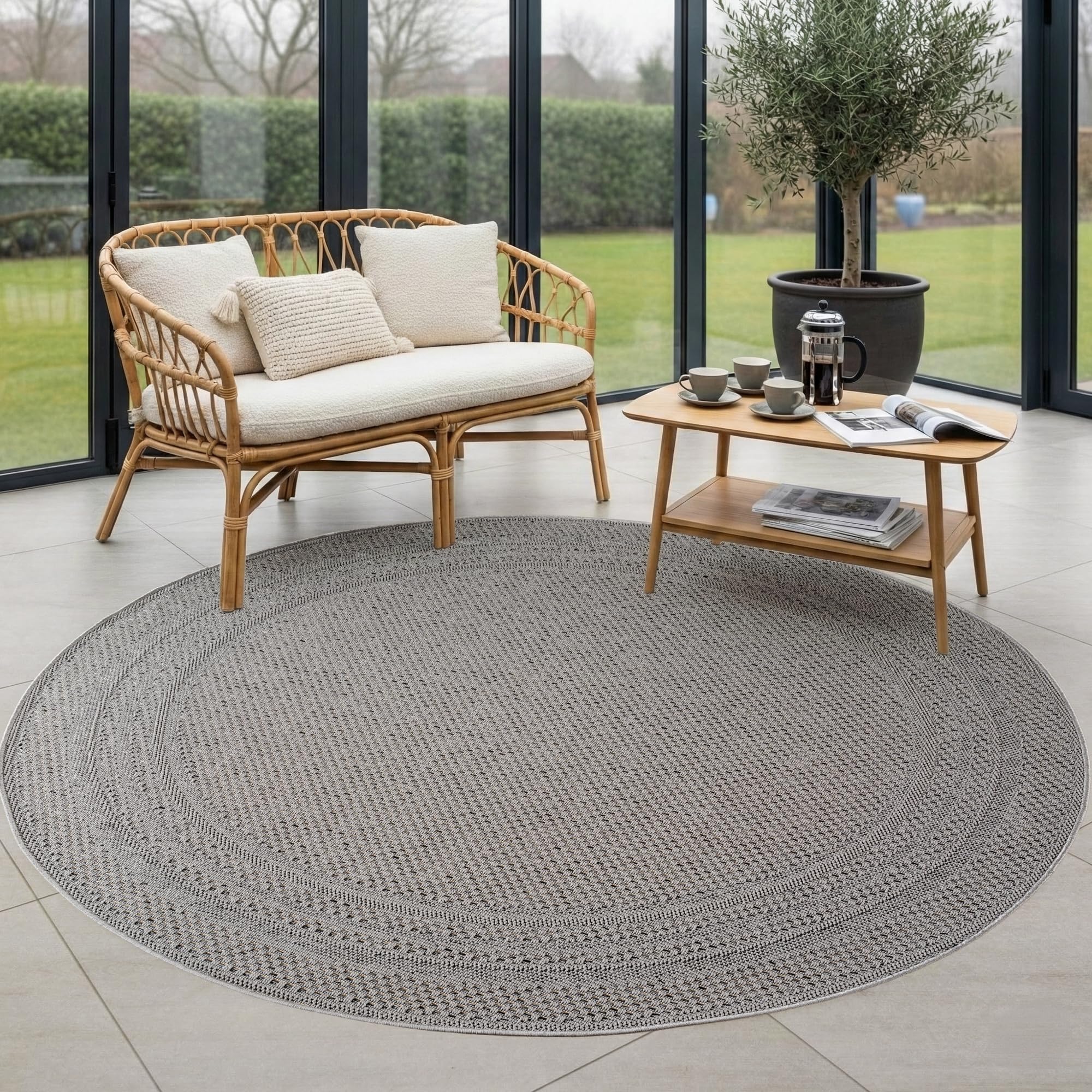 Carpettex Outdoor Teppich wetterfest Balkon, Terrasse, Garten Skandi Boho-Design
