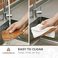 Vista 5 de Juego de 3 espátulas de madera para cocinar, tablas de cortar de madera, fáciles de limpiar, de larga duración y resistente, espátula de madera