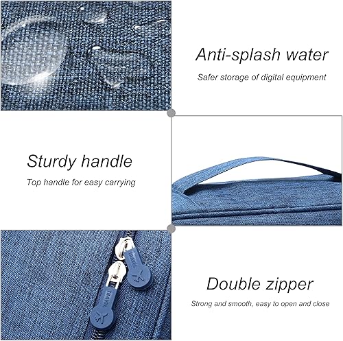Miniatura 5 de VOCUS Organizador de artículos electrónicos, bolsa organizadora de cables de viaje para accesorios electrónicos, estuche de almacenamiento grande