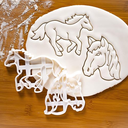 Miniatura 2 de Juego de 2 cortadores de galletas de caballo - Cabeza de caballo y diseños de correr, 2 piezas - Bakerlogy