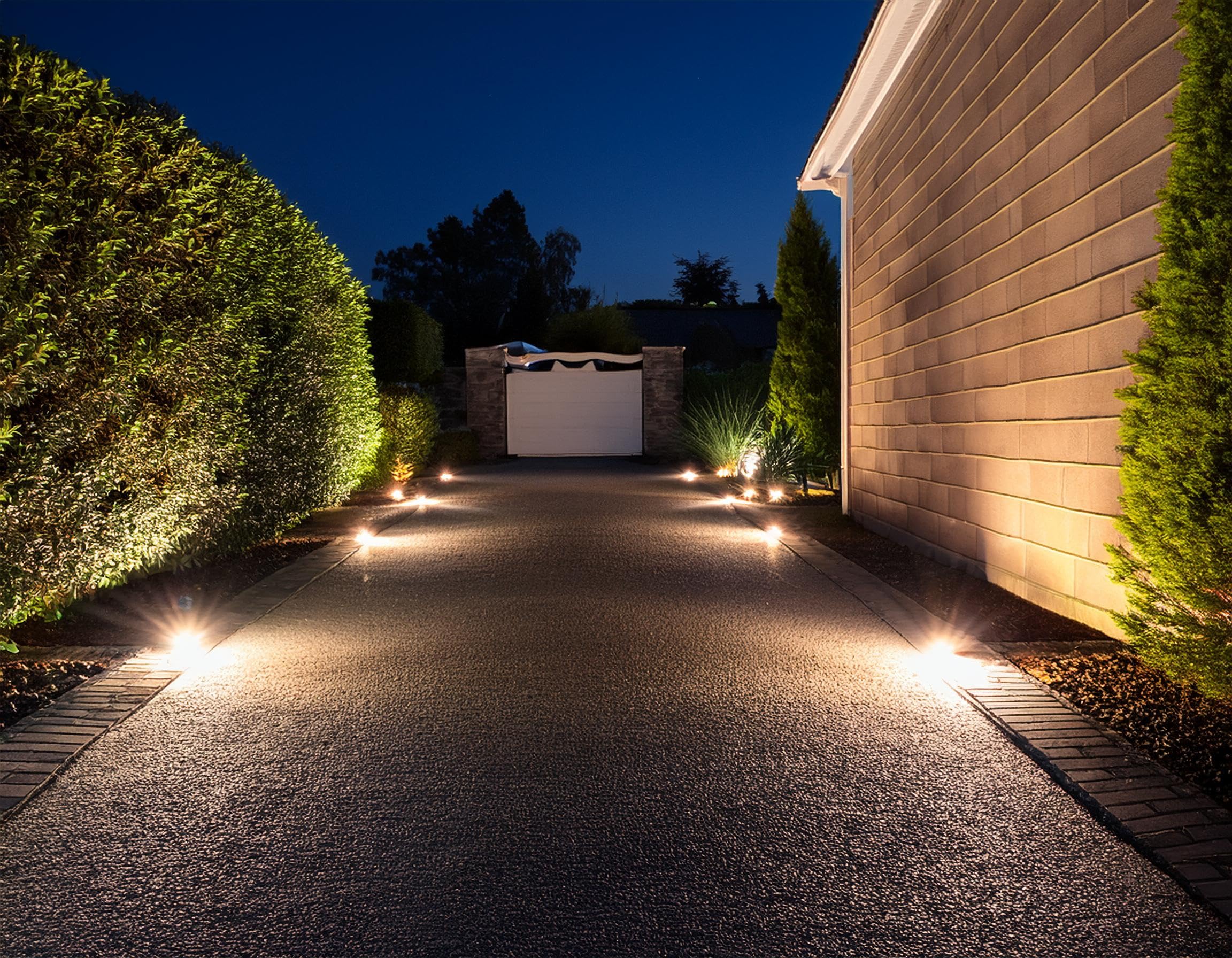 6er Set LED Bodeneinbaustrahler 230V Edelstahl • Ø 4,5 cm rund warmweiß wasserdicht • für Gehwegbeleuchtung Terrasse
