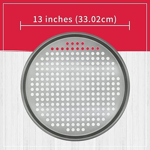 Miniatura 3 de Maxi - Juego de 2 moldes para pizza pequeños con agujeros, antiadherente, resistente a los arañazos, hecho con acero y aluminio para corteza