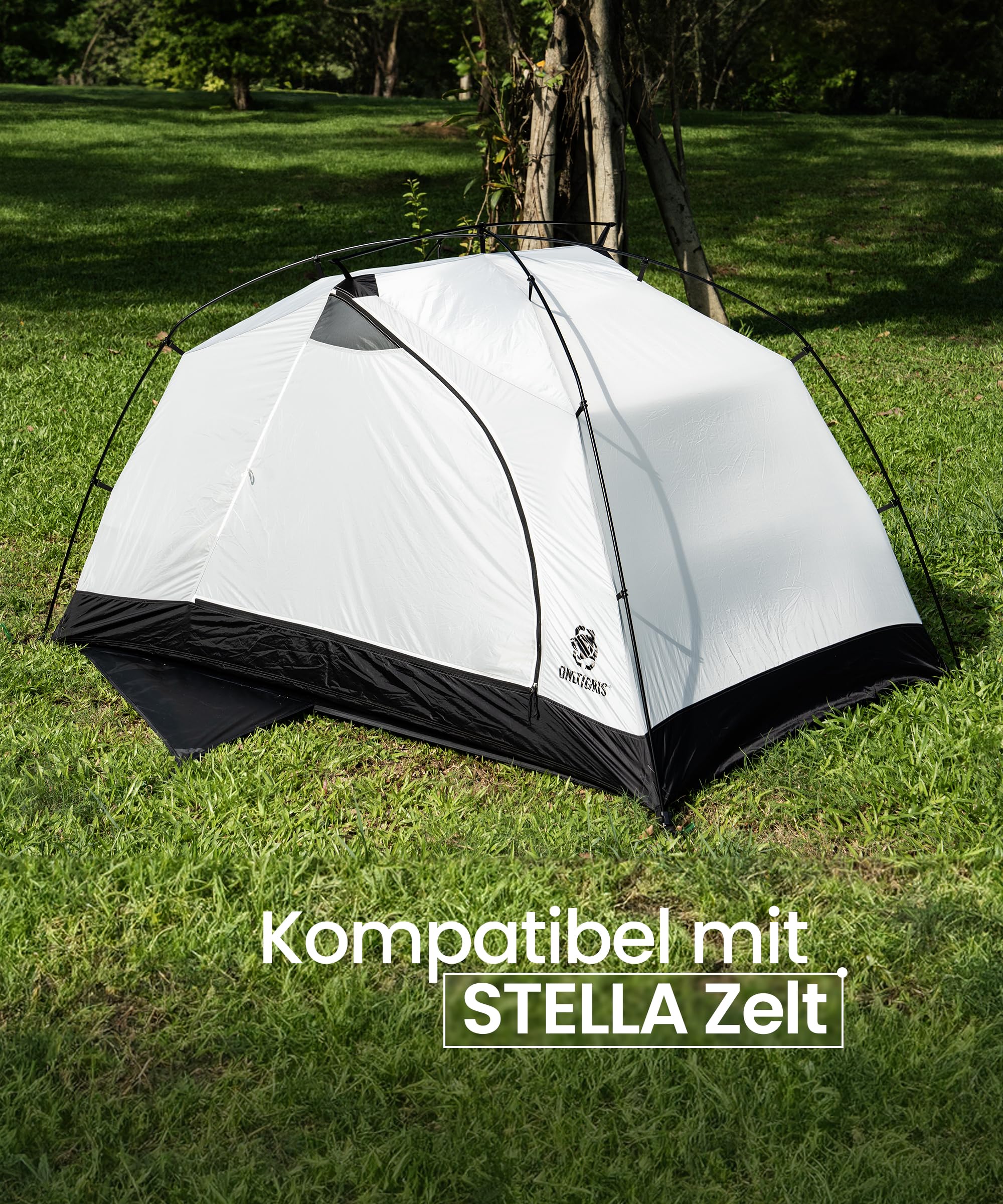 OneTigris Stella plandeka namiotowa, plandeka podłogowa dla 2 osób, wielofunkcyjna podkładka pod namiot, wodoszczelna, 3000 mm, z torbą do przechowywania, na kemping, wędrówki i piknik (200 x 120 cm)