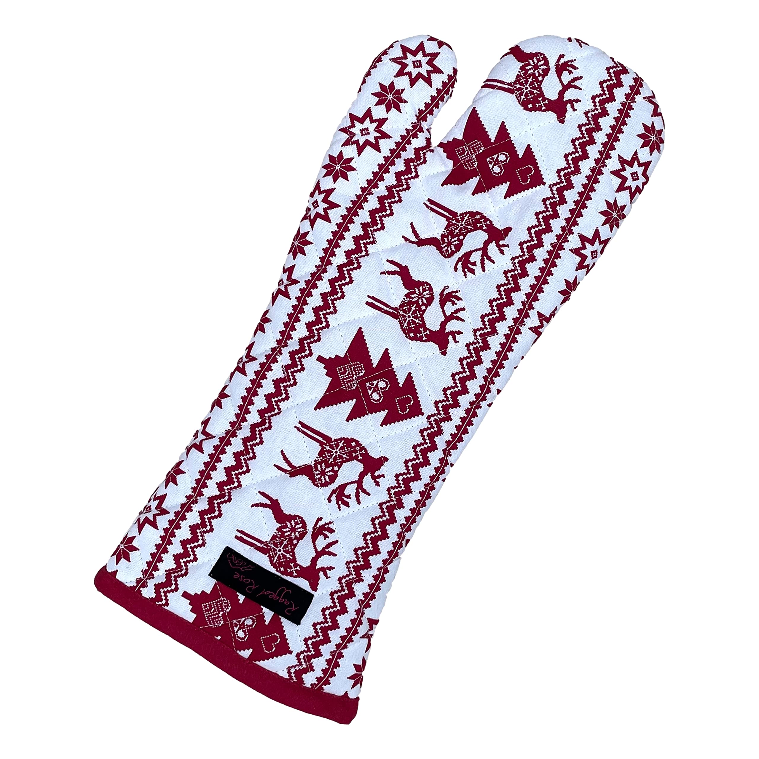 Ragged Rose Christmas Red Oven Gauntlet