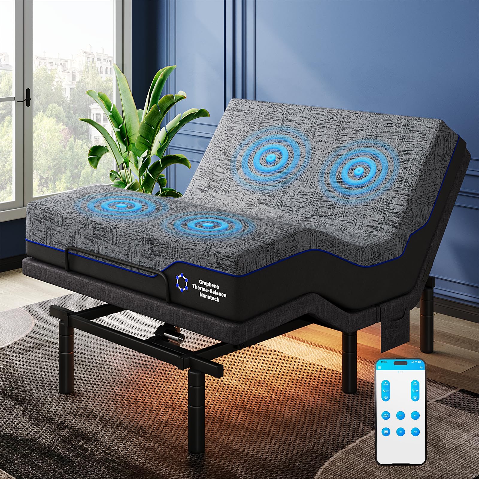 Pipishell Adjustable Bed Frame and Mattress