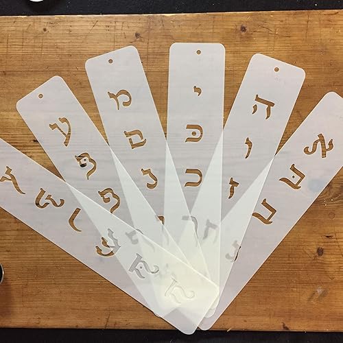Miniatura 3 de Designer Stencils Juego de plantillas grandes de pastel de letras hebreas, beigesemitransparentes