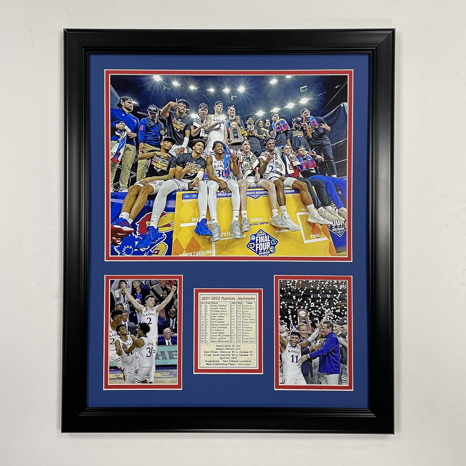 Legends Never Die, Inc. Kansas Jayhawks | 2021-2022 National Champions | 18"x22" Framed Photo Collage (Celebration)
