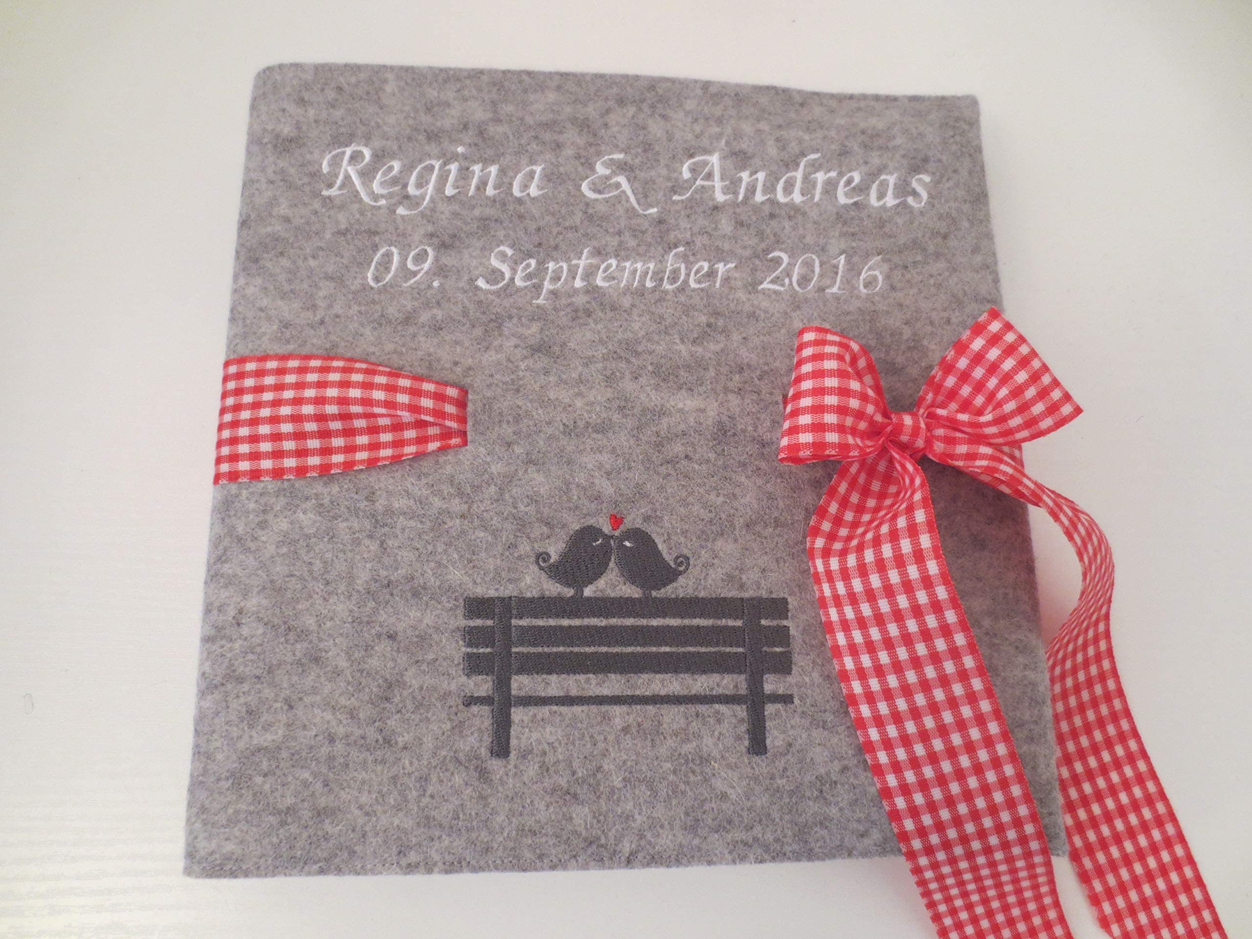 Fotoalbum Album Hochzeitsalbum Hochzeit Gästebuch Hochzeitsreise Geschenk Wollfilz Filz 26 cm x 25 cm