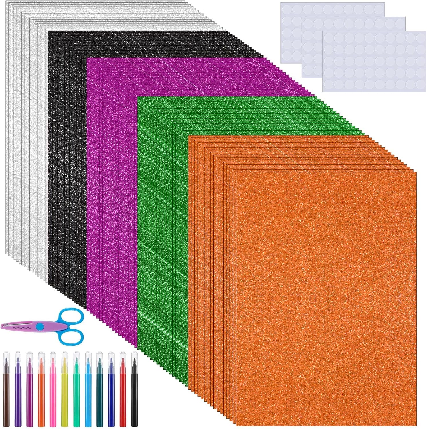 Fuutreo 150 Pcs Halloween Glitter Cardstock Paper Kit