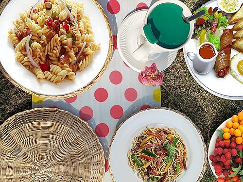 Miniatura 5 de Hecho a mano de bambú 10 pulgadas titular de la placa de papel para la fiesta casera diario comedor picnic pared decorar