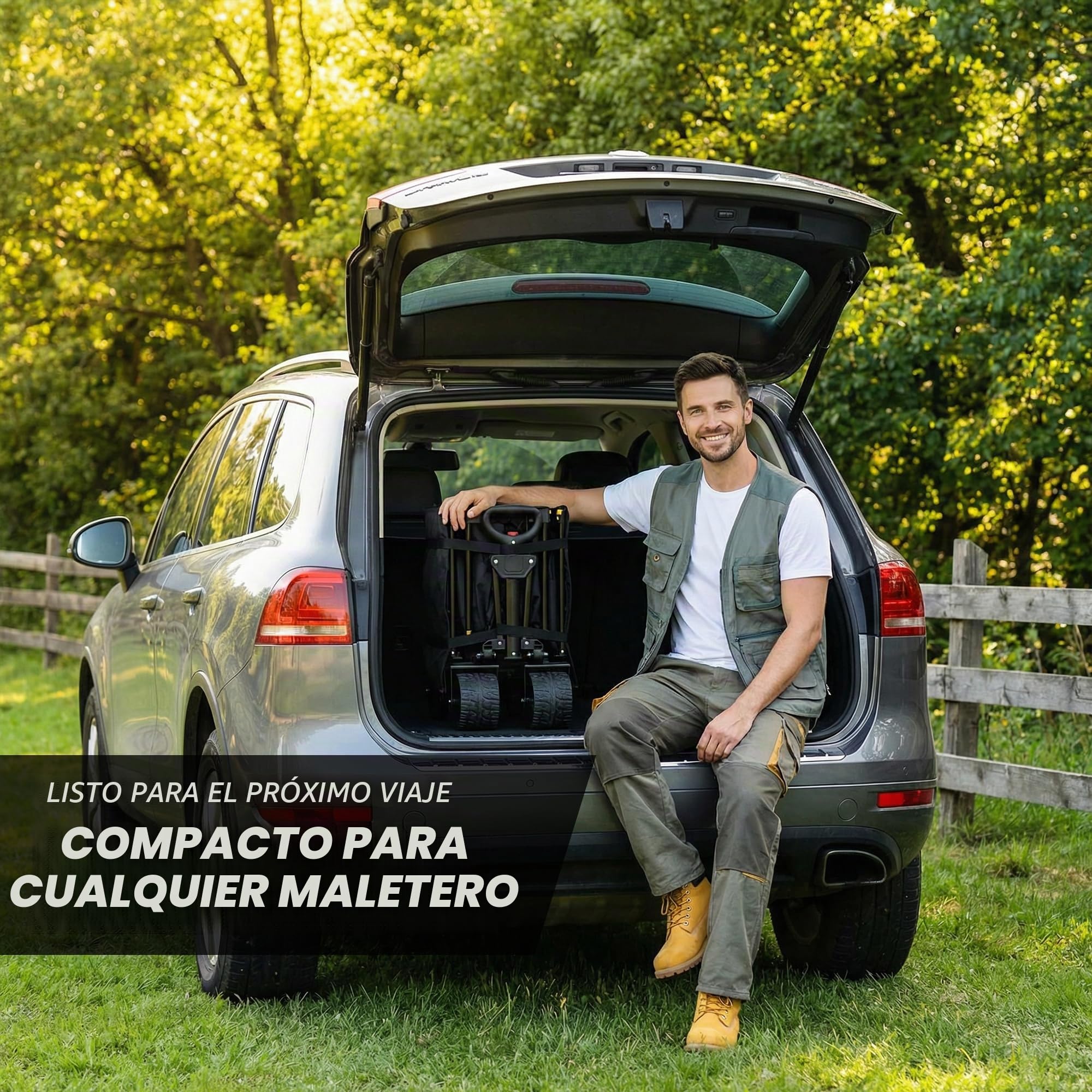 LEWANJA 200L Carro Playa Plegable, Carrito de Jardín de Alta Resistencia con Ruedas Anchas y Frenos, Manillar Ajustable, Carga 200kg, para Camping, Festivales y Compras