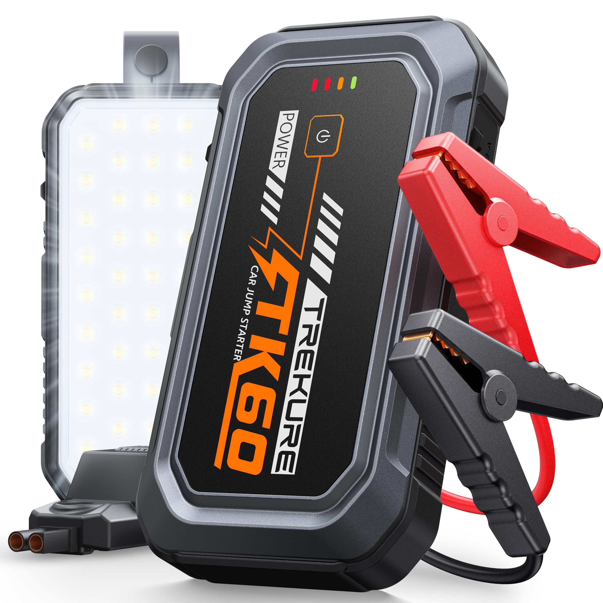 TREKURE Starthilfe Powerbank für PKW 7000A, Auto Starthilfe Powerbank für bis zu 9L Benzin & 6,5L Diesel, Starter Powerbank mit Zwangsstart, Magnetische Frontfläche, 4-in-1 LED Arbeitslicht