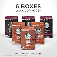 Vista 3 de Starbucks Cápsulas de café K-Cup Black Coffee - Paquete variado para cafeteras Keurig, 6 cajas (60 cápsulas en total) y cápsulas de café K-Cup