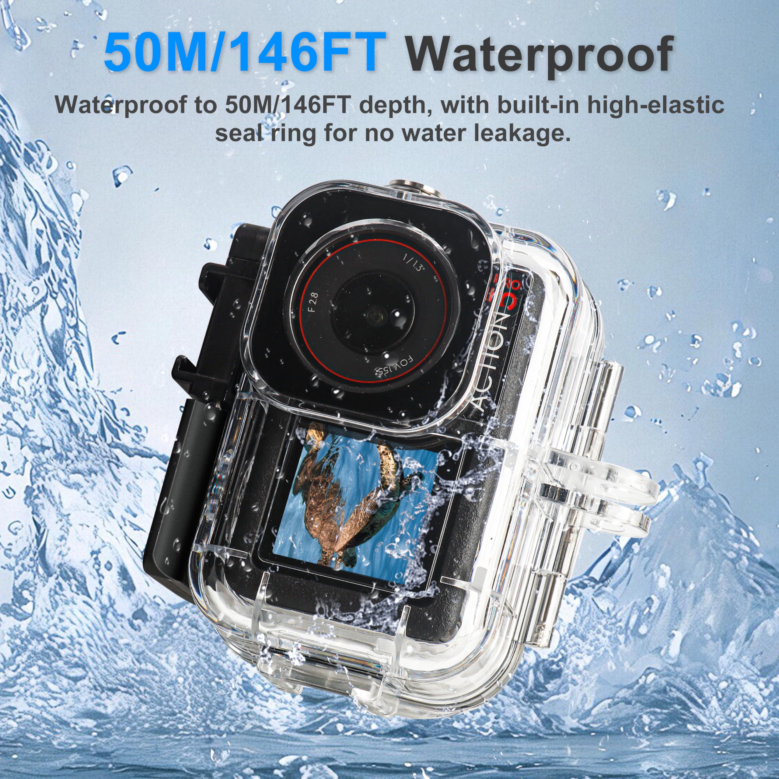 FitStill Custodia subacquea impermeabile da 50 m e manico galleggiante, adatta per DJI osmo Action 5pro/Action 4/Action 3 accessori per set da immersione