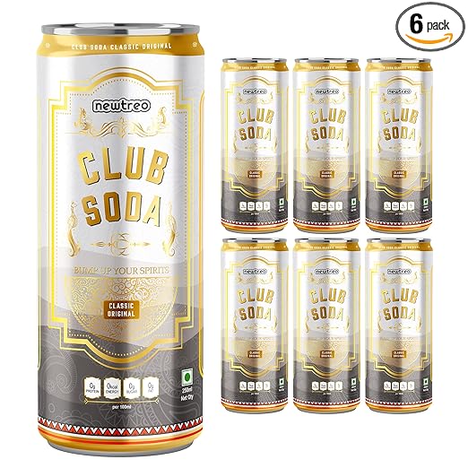 Newtreo Club Soda | Carbonated Water with naturally occurring minerals | Pack of 6 Cans