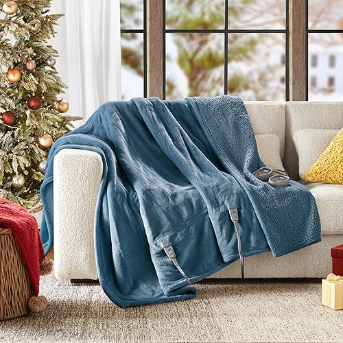 Vista 143 de Beautyrest - Manta Eléctrica Reversible de Felpa ultraligera - Manta Eléctrica, Regulador de Múltiples Niveles de Calor Acogedor Sofá Sala de Estar