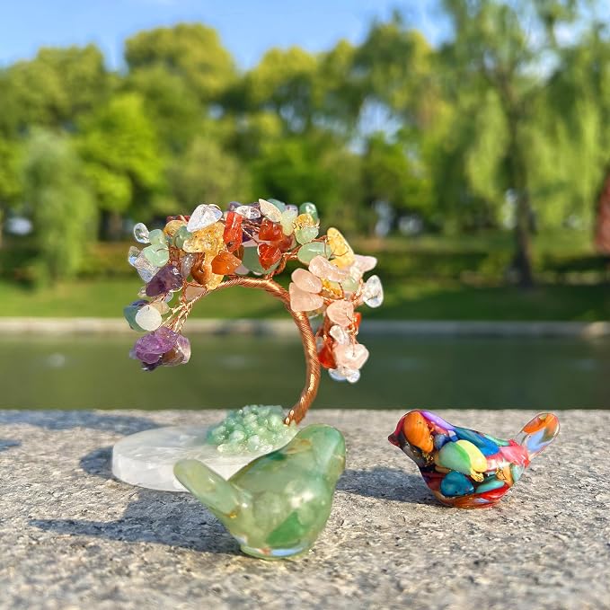 Estatua de Pájaros con Árbol de Cristal para Decoración Hogar miniatura 6