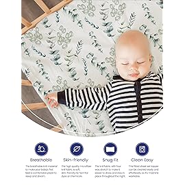 TotAha Botanical Pack and Play Sheets Fitted, Compatible with Graco Pack N Play Playard Crib, Babyletto, Dream on Me, Baby Trend, and Other Playpen Mattress, Premium Soft Mini Crib Sheets, 2 Pack