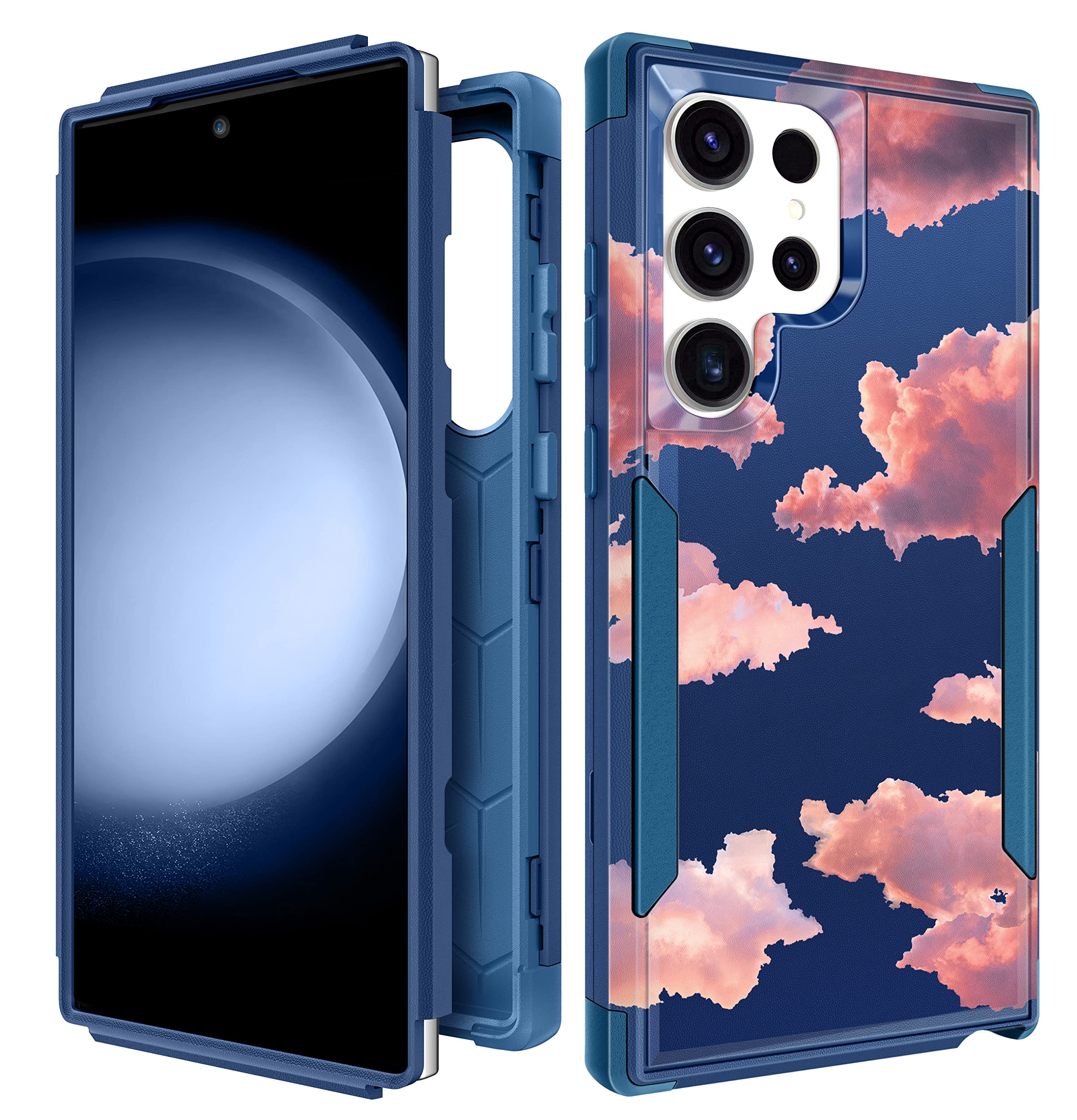 Plakill for Samsung Galaxy S23 Ultra Case - Women Cute Girls Phone Cover Cool Aesthetic Unique Design Teen Kawaii Cloud Heavy Duty Protective Hard