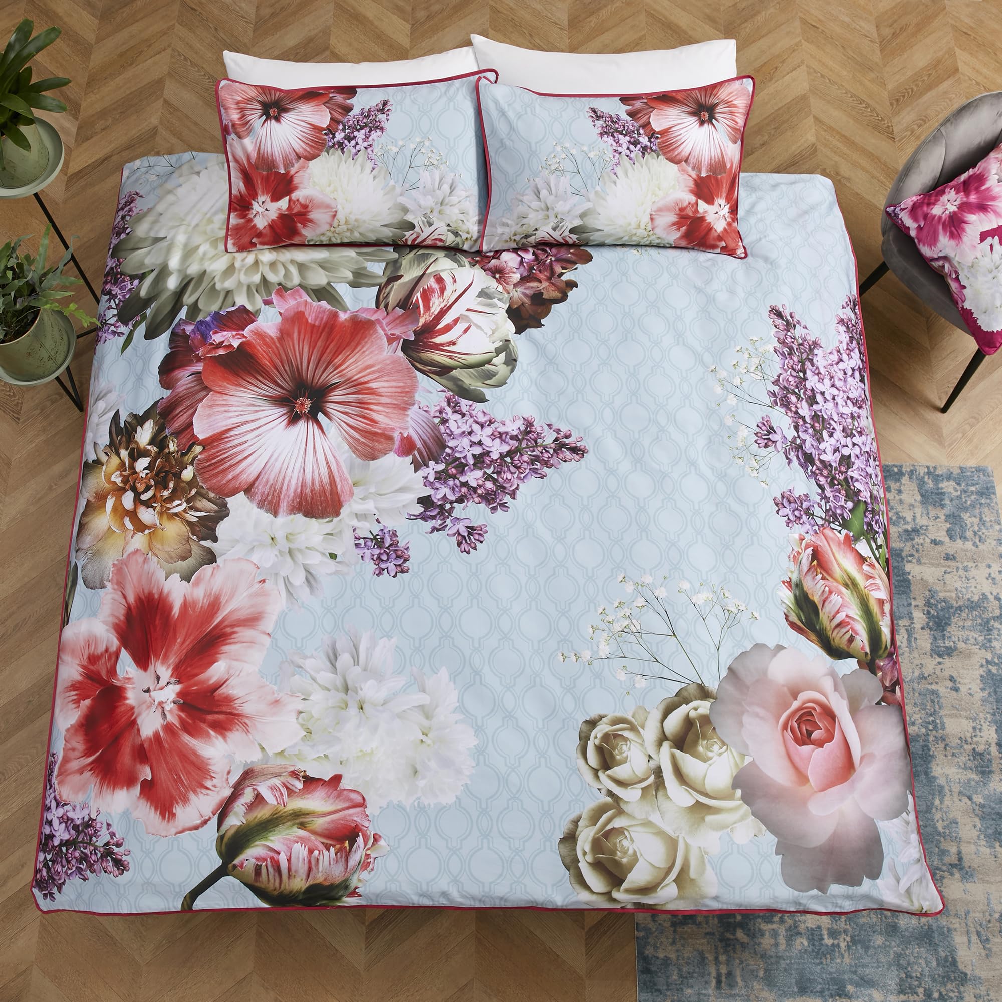 Laurence Llewelyn-Bowen, Royal Floral Duvet Cover, Double Bedding Size (200 x 200cm), Soft 100% Cotton, 2 Pillowcases - Image 4