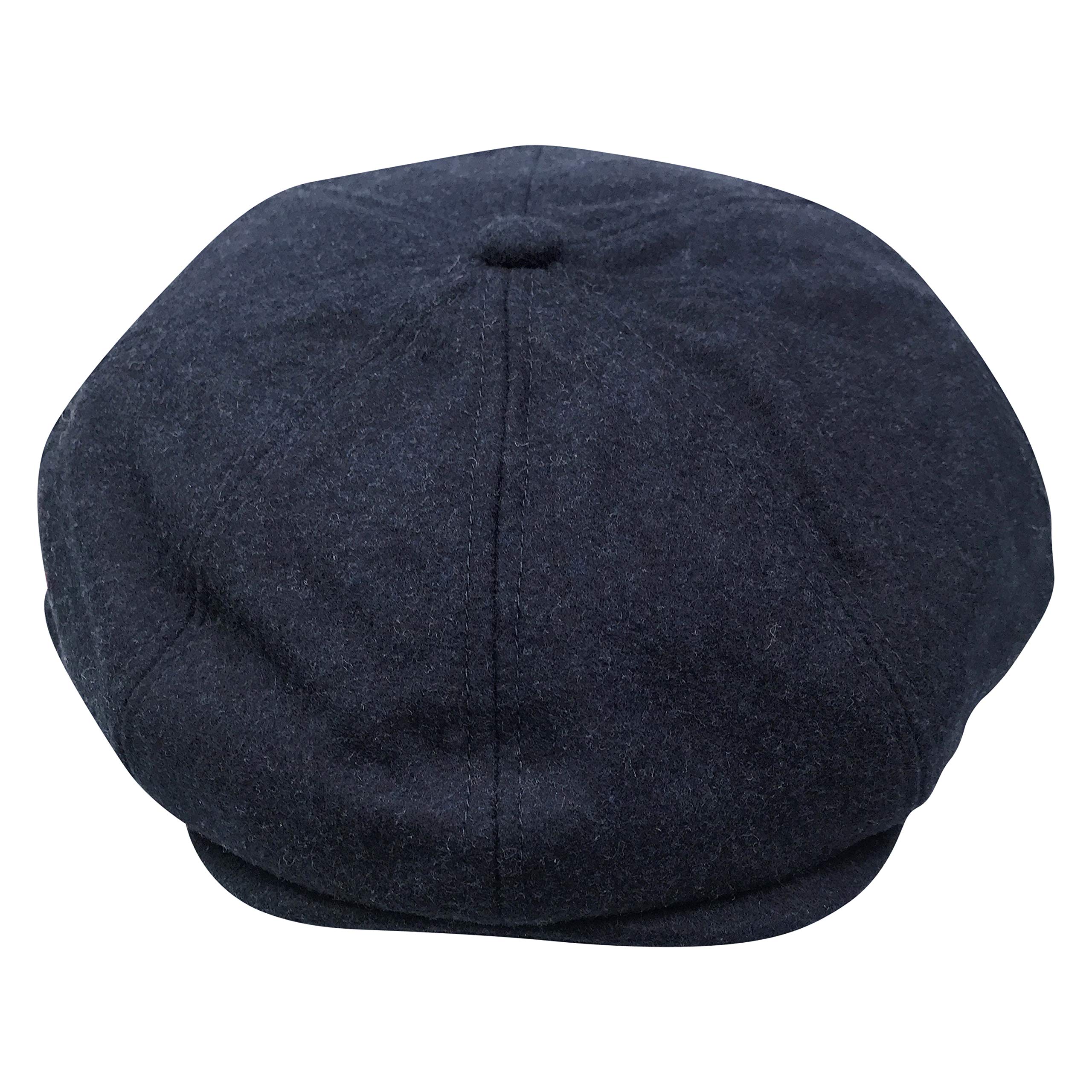 Hats of LondonMens Newsboy Cap 8 Panel Black Baker Boy Flat Cap with Snap Button at The Front