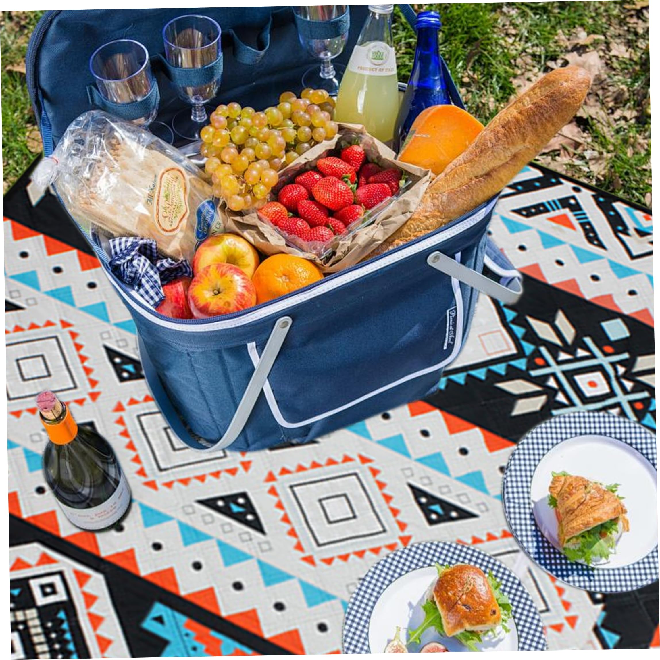 Manta de Picnic Impermeable a Prueba de Arena de 3.28 x 4.92 pies, Estera portátil para Acampar al Aire Libre con Bolsa de Almacenamiento a Juego, Esencial para Viajes de Estilo étnico