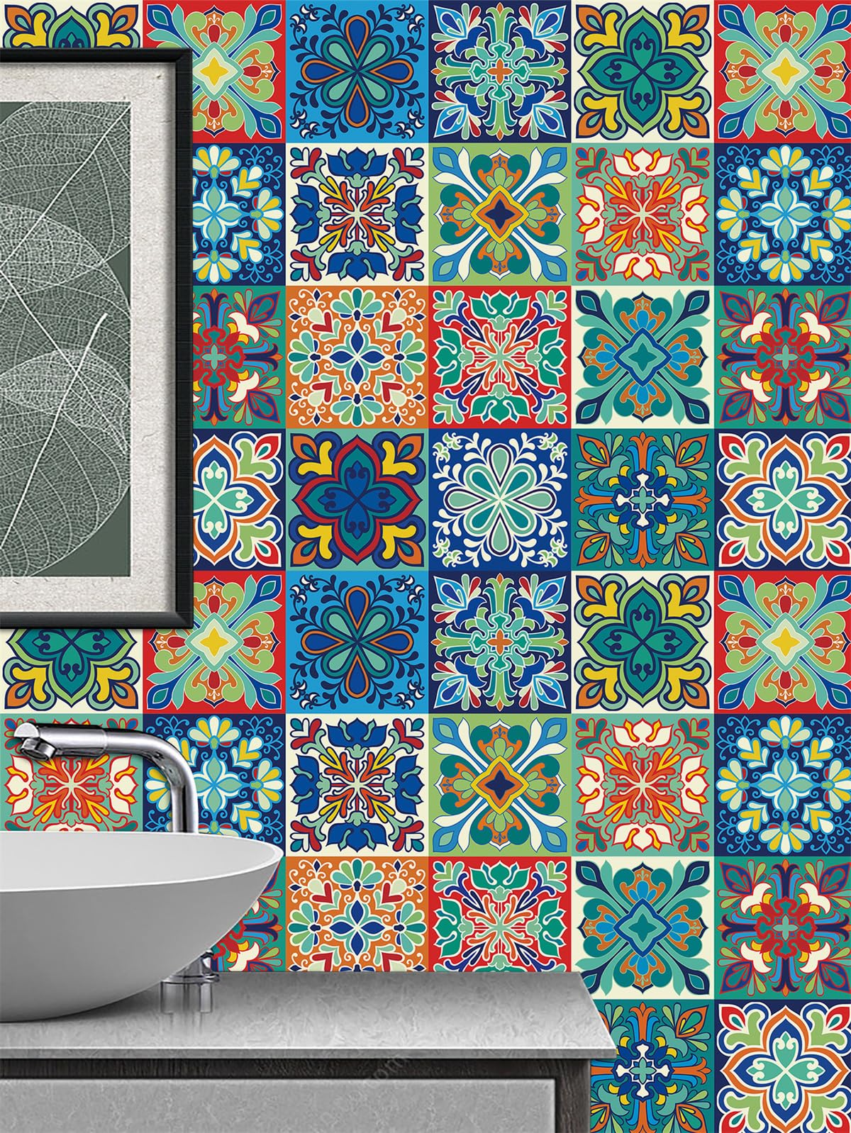 Amazon.co.jp: キッチン ホーム タイル ステッカー 30X30CM カラフル