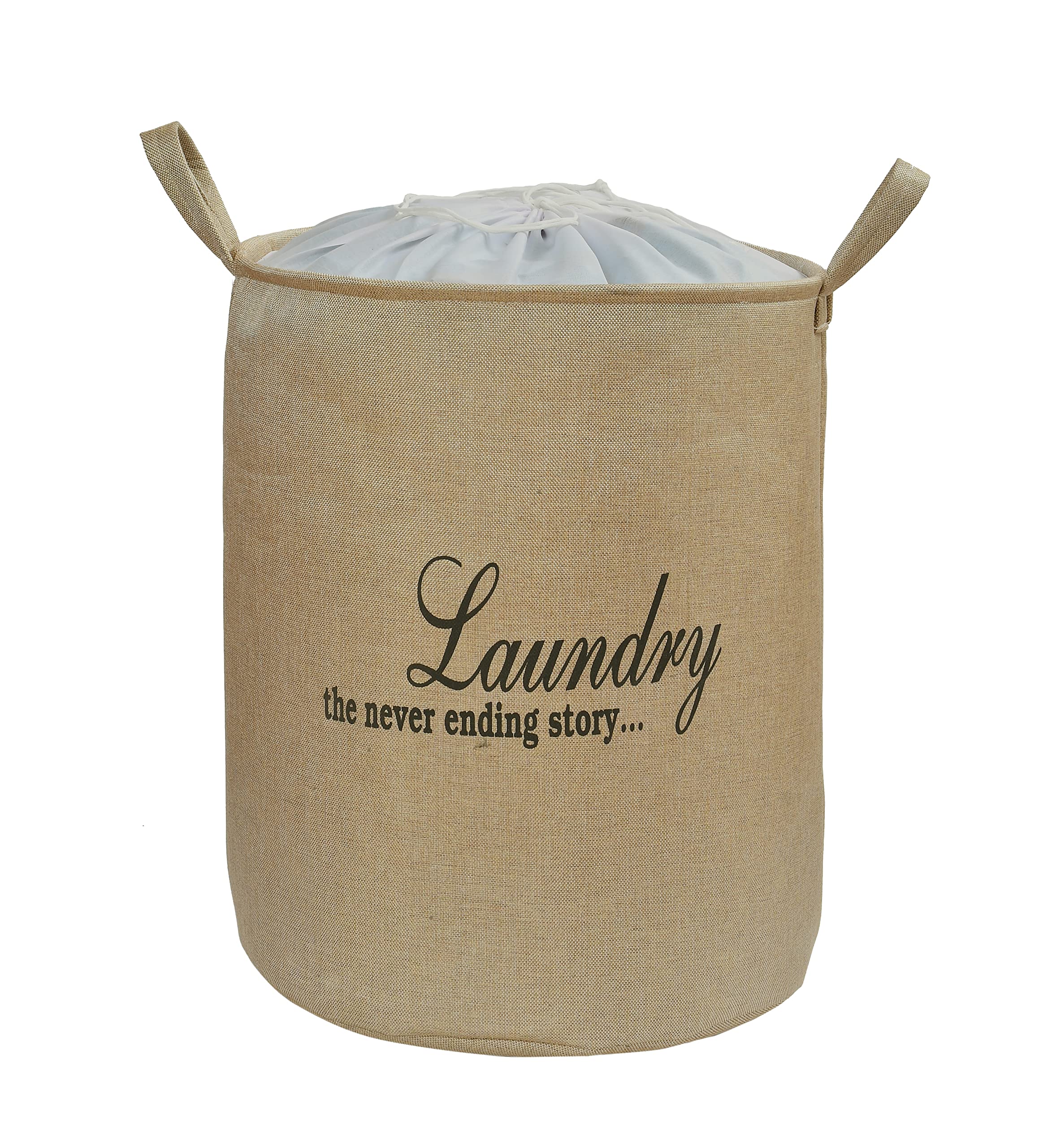 Yellow Weaves Laundry Bag/Basket For Dirty Clothes, Storage Bag Collapsible, 63 L, Jute, Beige, 40 Centimeters, 50 Centimeters-image-10