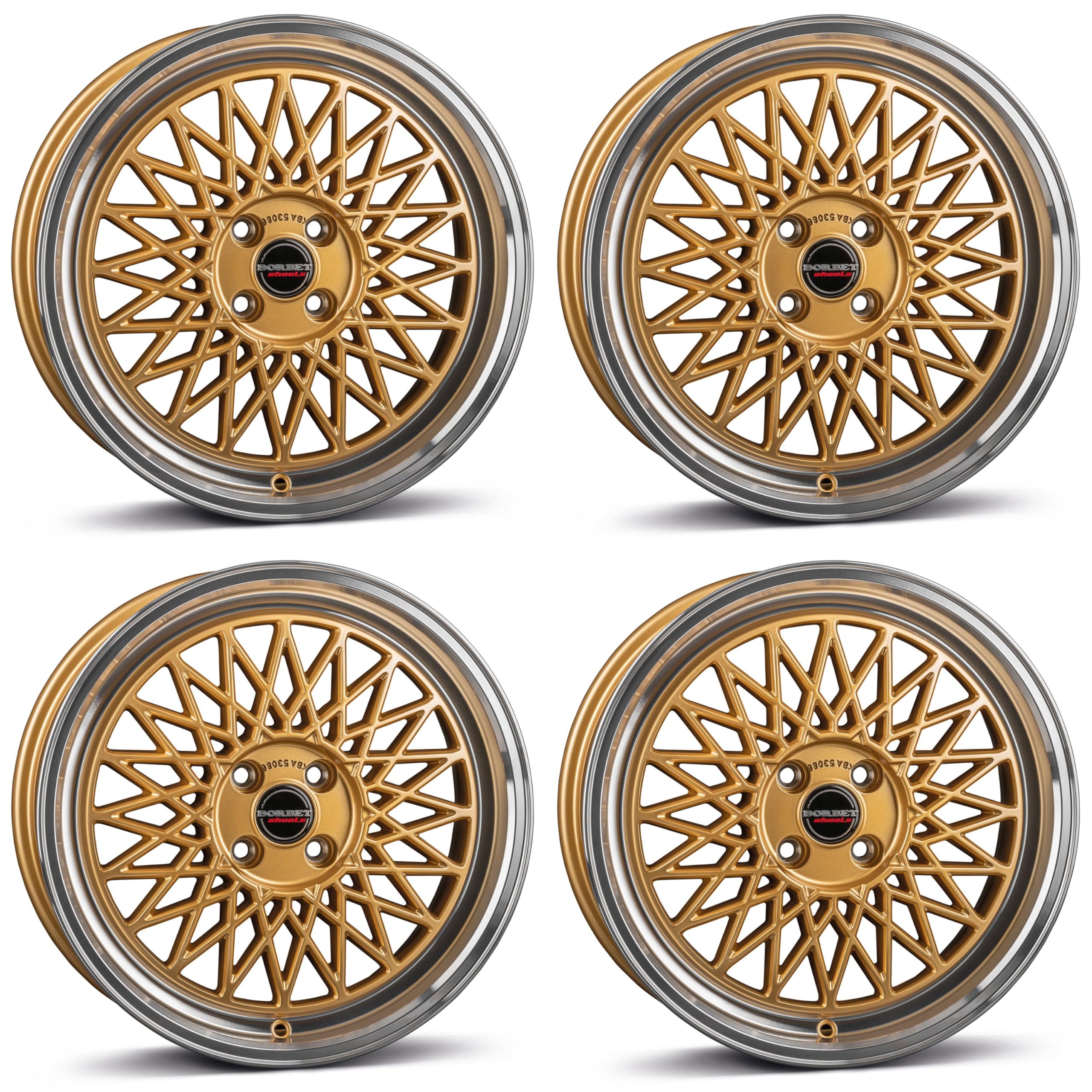 4x Borbet Felgen B 7.0x17 ET25 4x100 gold rim polished kompatibel mit VW Corrado Cross Golf Jetta Passat Scirocco UP Vento