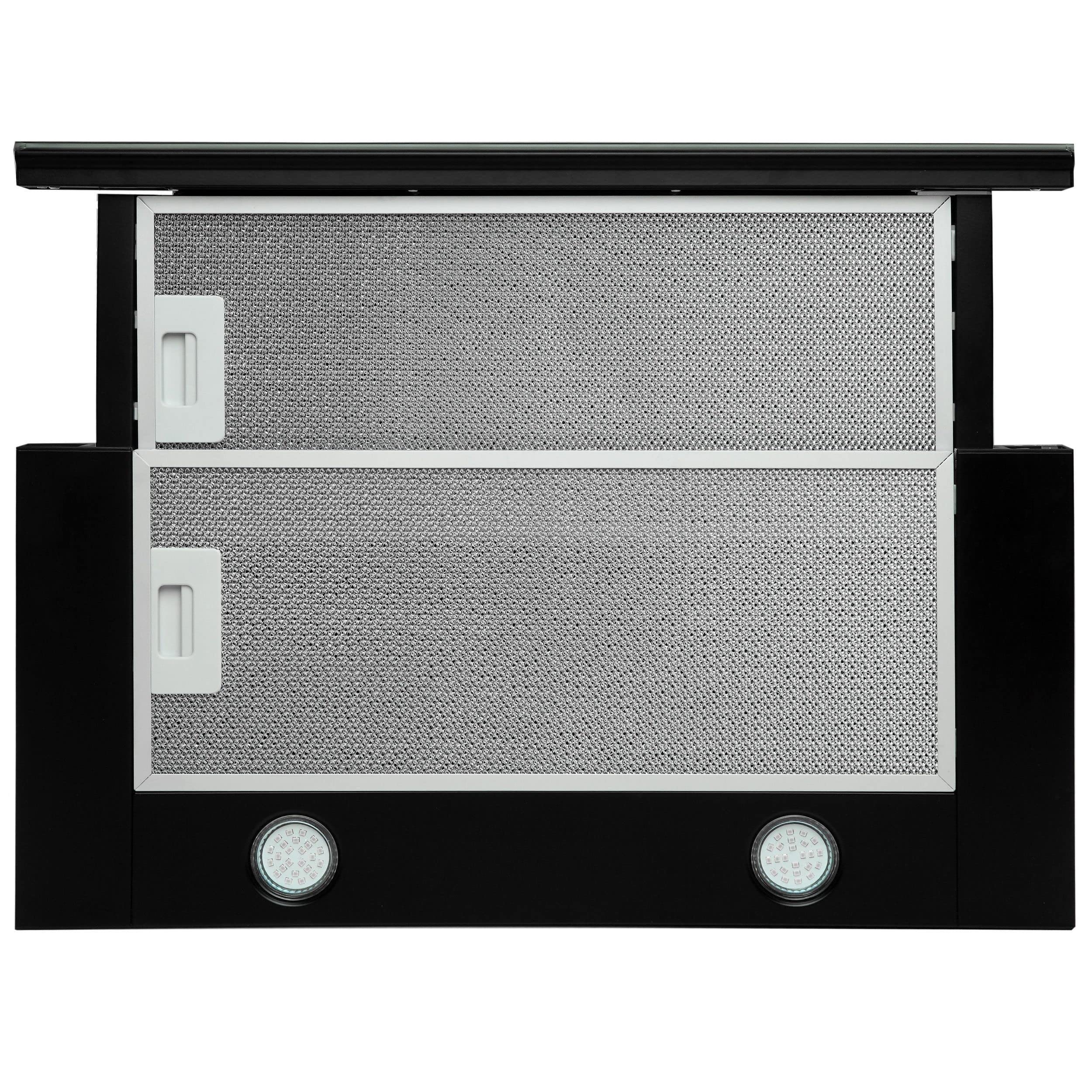 GURARI Flachschirmhaube GCH B 117 BL PRIME, Einbau Dunstabzugshaube 60 cm, Schwarz, Schwarz Glas, 1000m³/h,Sehr Saugstark, 3 Stufen, Abzugshaube, Ablufthaube, Umlufthaube