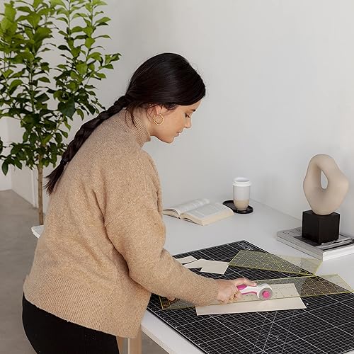 Miniatura 6 de Elan Alfombrilla de corte A1 negra y gris pardo, alfombrilla de corte autorreparable de 24 x 36 pulgadas, alfombrilla de manualidades de 5 capas