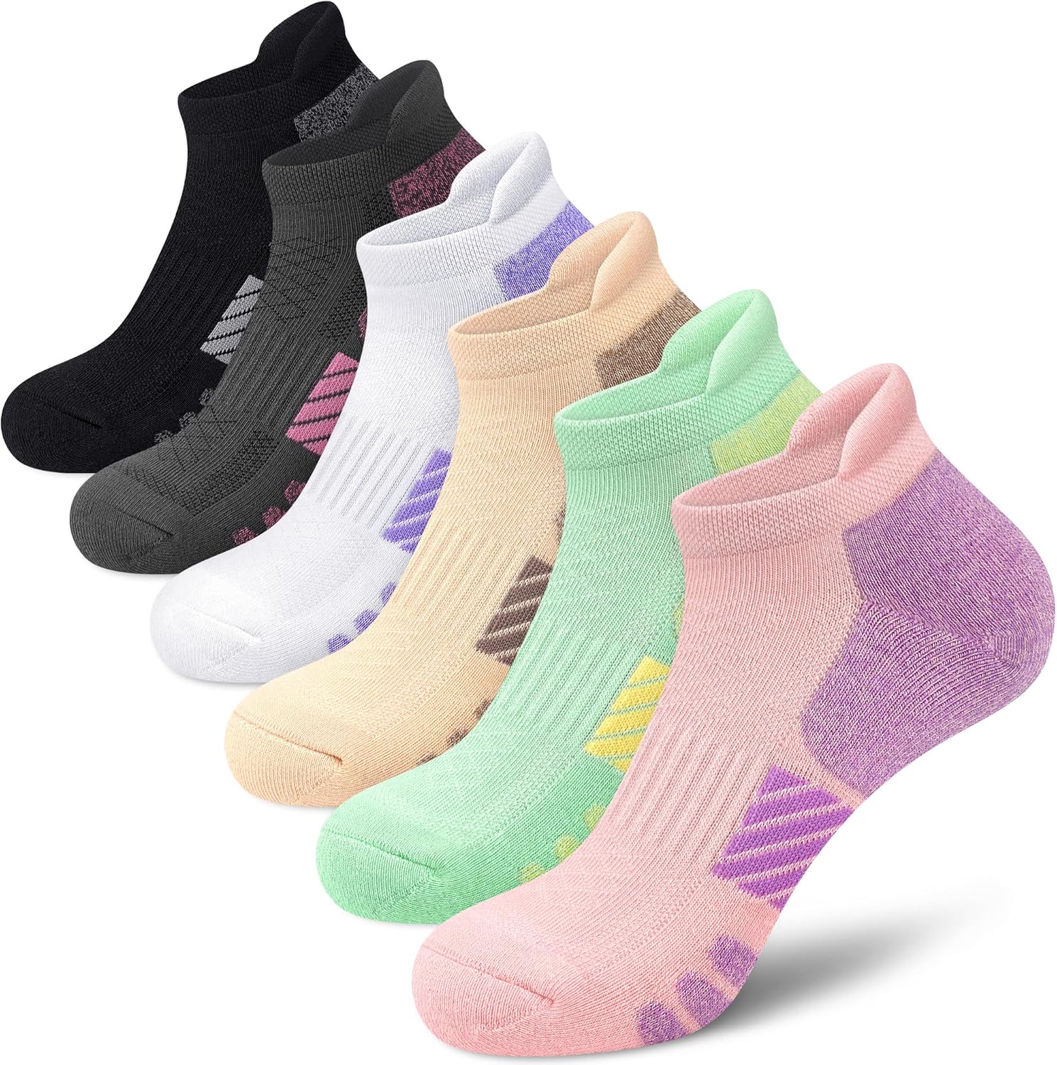 WISVOOO Ankle Socks Women Anti-blister Breathable Running Athletic Cushioned Socks 3/6 Pairs