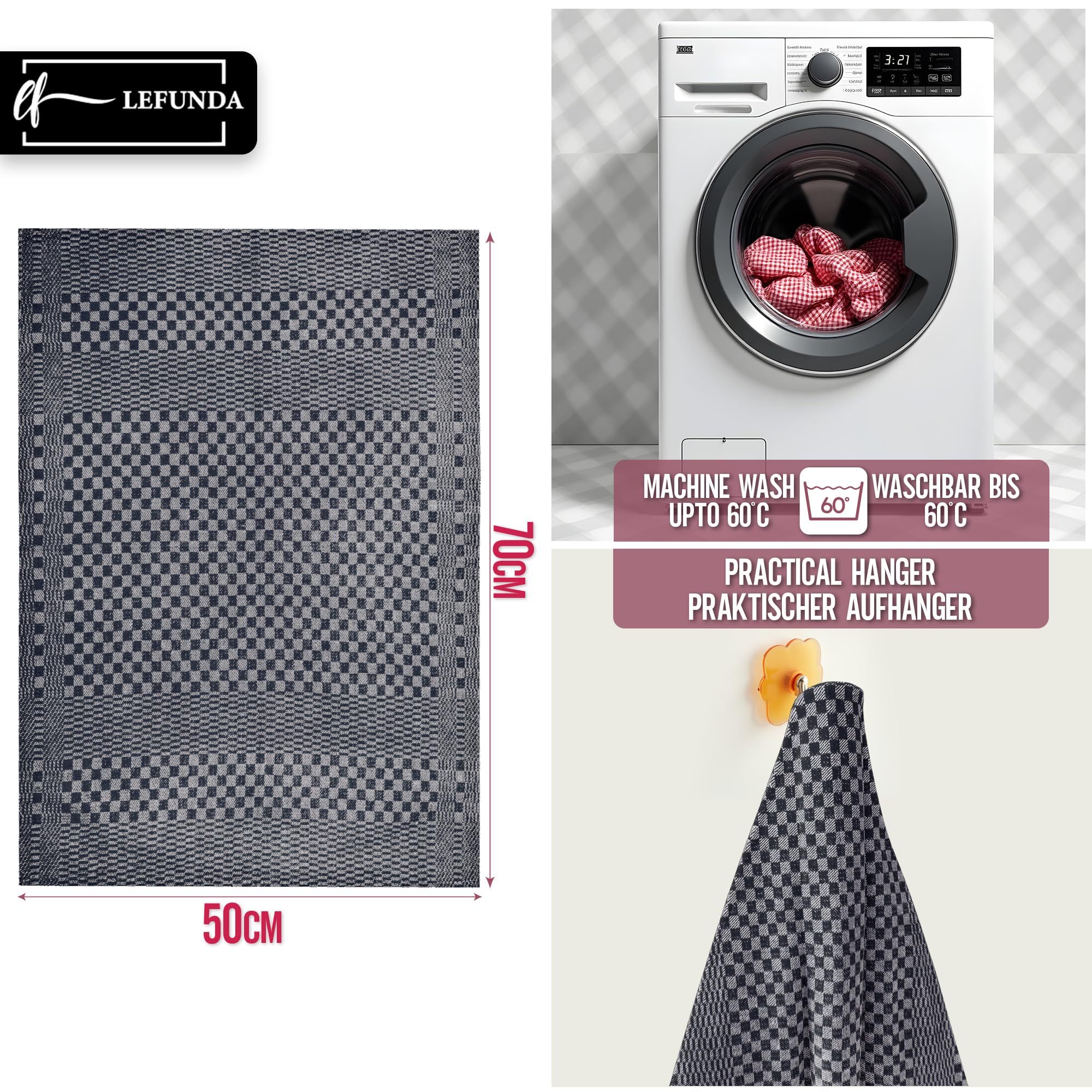 LEFUNDA® Zestaw 10 ściereczek do naczyń – 100% bawełna ręczniki kuchenne, 220 GSM, miękkie, super chłonne ręczniki do naczyń, pełna nitka, 50 x 70 cm (brązowe, 10)