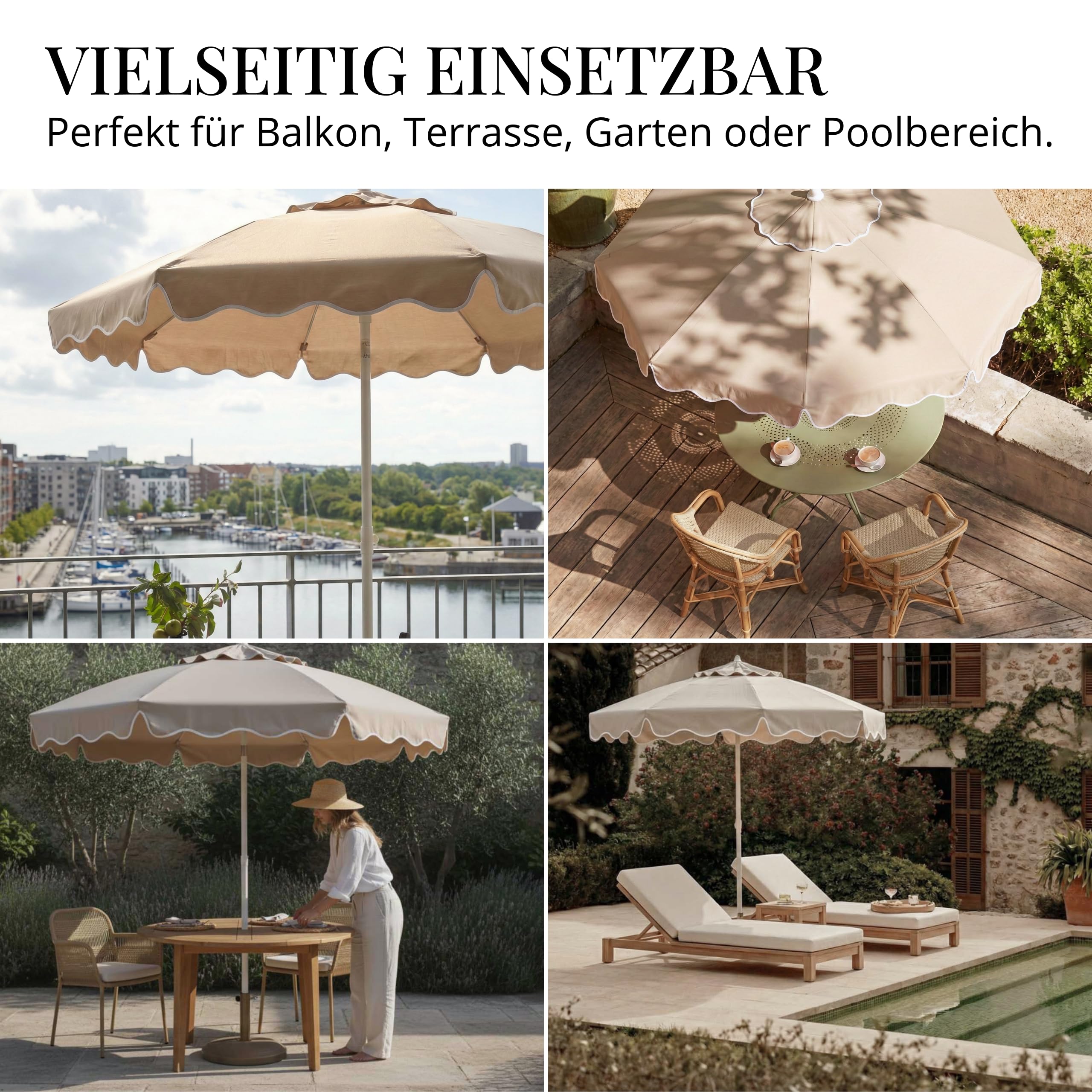 Livlig53 LIVLIG Sonnenschirm 200 cm, Sonnenschirm Balkon und Garten - knickbar mit Schutzhülle, Balkon Sonnenschutz, Gartenschirm oder Balkonschirm mit UV-Schutz, Schirm