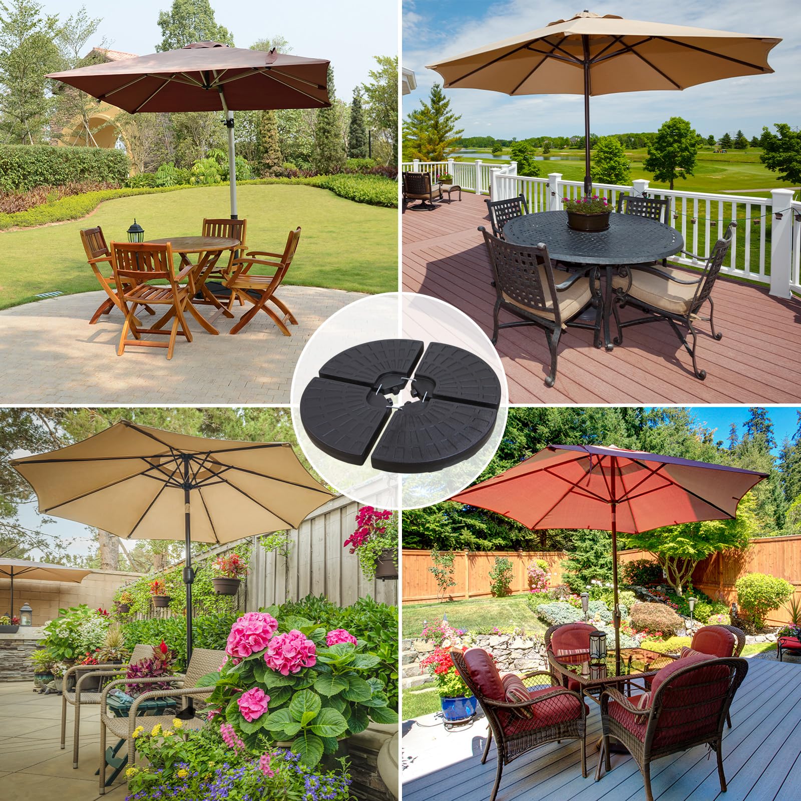 Montafox Lestage pour parasols Dalles de Parasol pour Parasol déporté - Pied en Croix Noir 52 litres / 85 kg - Peut être rempli d'eau ou de Sable