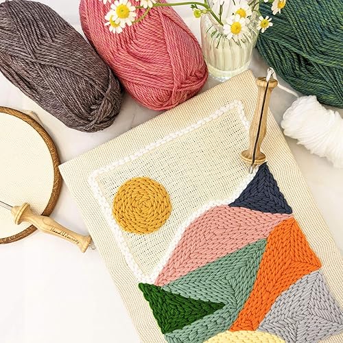 Miniatura 7 de HAND U JOURNEY 7 Sizes Wooden Handle Punch Needle Rug Hooking Tool Complete Set with Oxford Open-Side Design