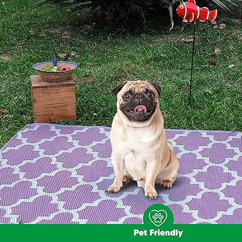 Miniatura 5 de TAKSHA Alfombra enrollada de plástico reversible para exteriores, de 4 x 6 pies, lavable, apta para mascotas, para camping, patio, porche, picnic,