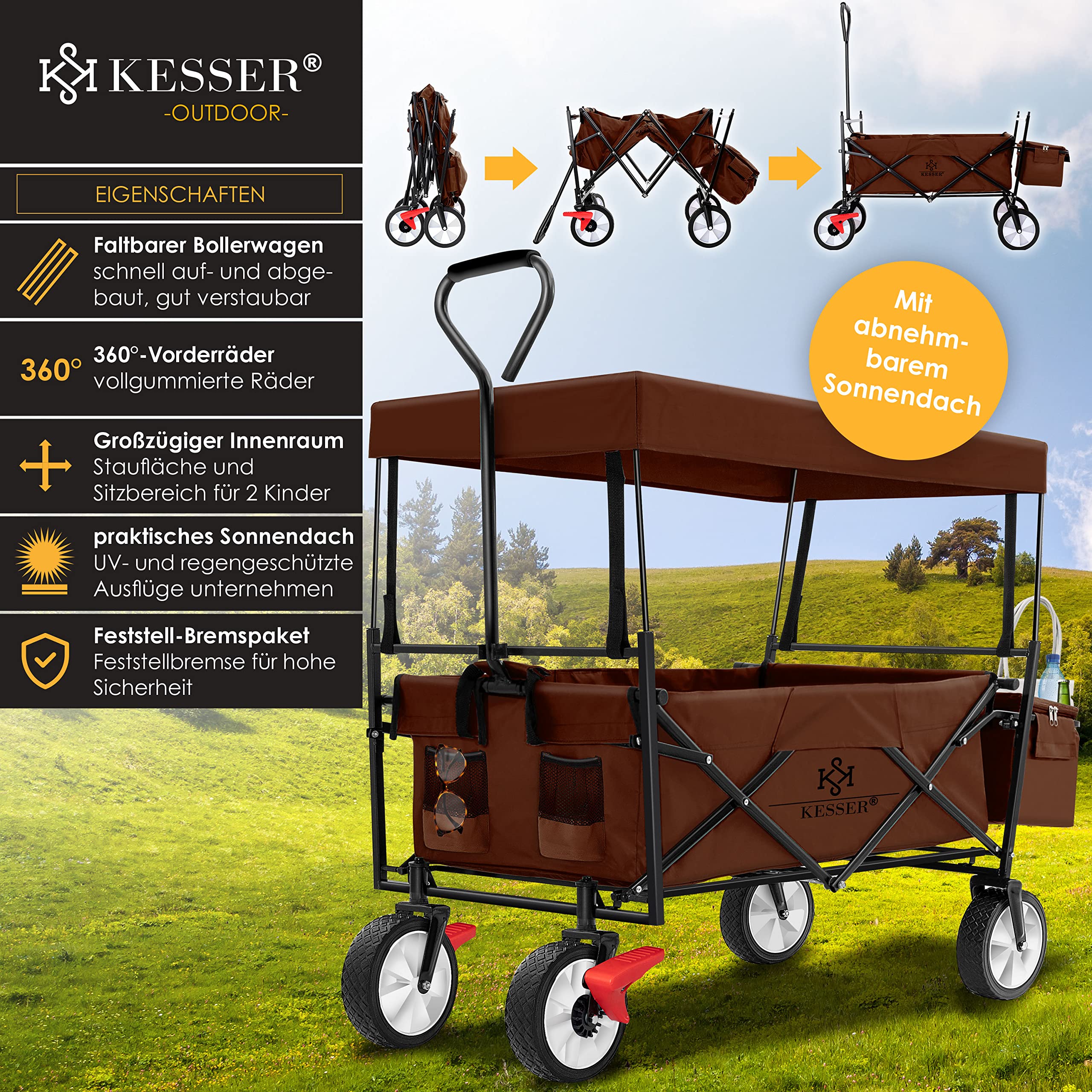 KESSER® Bolderkar, opvouwbaar, transportkar, gereedschapswagen, incl. 2 KESSER® Bolderkar, opvouwbaar, transportkar, gereedschapswagen, incl. 2