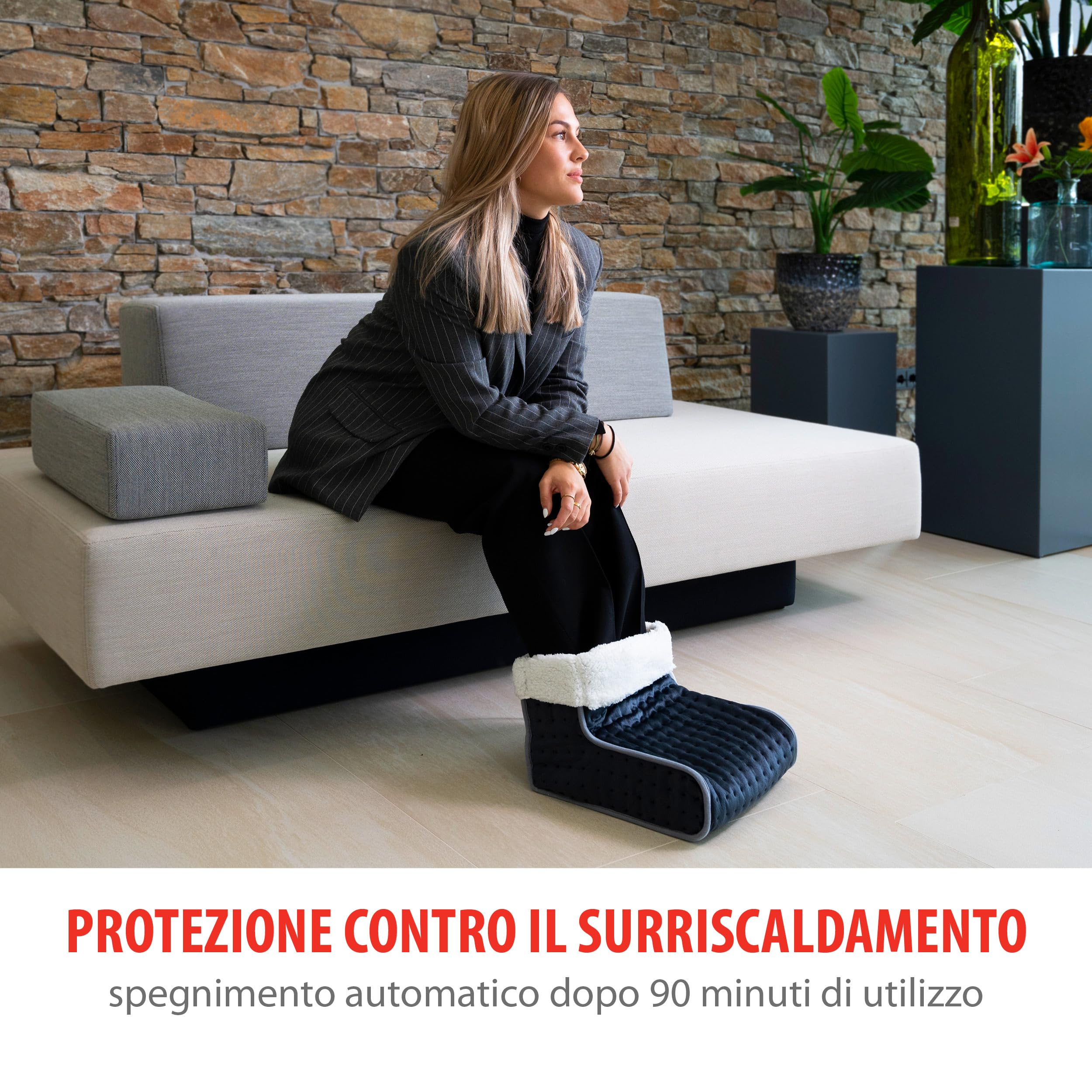 Alpina Scaldapiedi Elettrico - Scalda Piedi per la Cura Dei Piedi - Cuscino Scaldapiedi Lavabile - 3 Livelli di Calore - Grigio