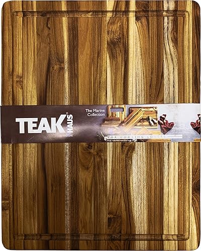 Teakhaus Edge Grain Tabla de cortar reversible, color marrón