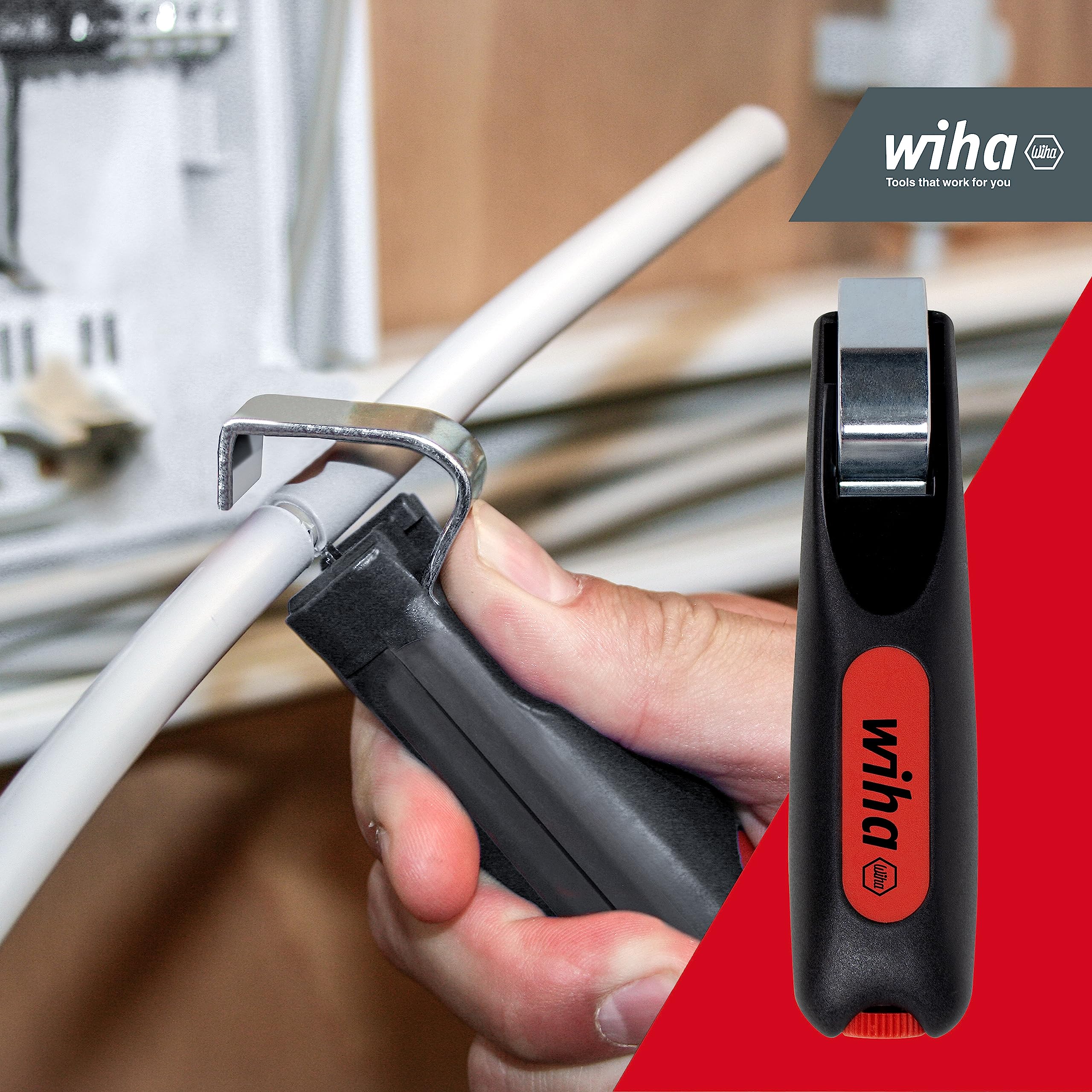 Wiha Herramienta pelacable con cuchilla de arrastre autogirable 130 mm