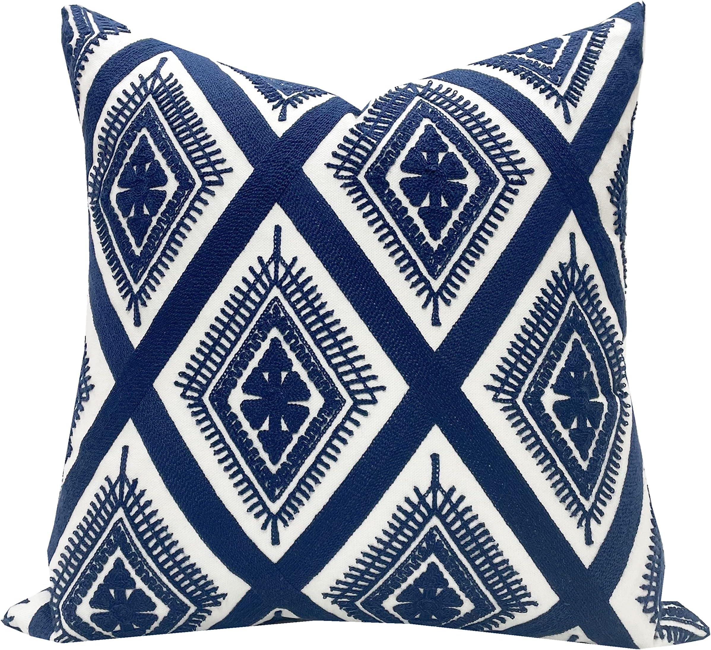 Slow Cow Embroidery Navy Blue Pillow Covers Cushion Covers Invisible Zipper f...