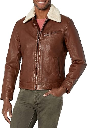 lucky brand men's aviator leather jacket
